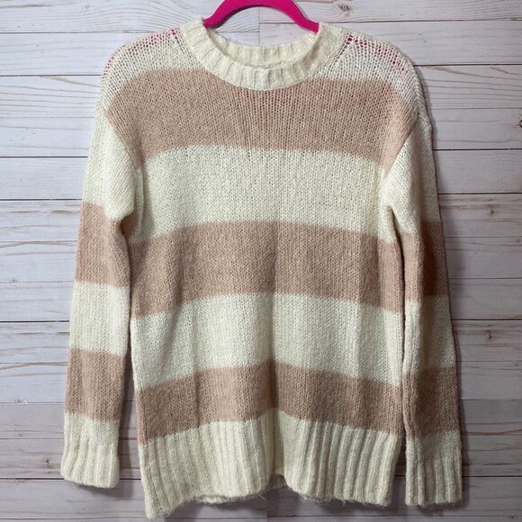American Eagle Outfitters Jegging Fit Blush Pink Striped Wool Blend Sweater - Picture 4 of 16